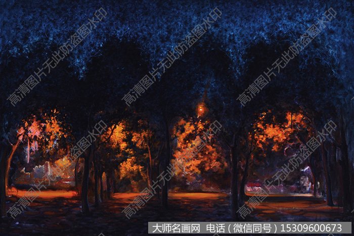 李易君油画风景《夜景》欣赏