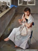 单博油画人物《蓝鹦鹉》欣赏 下载