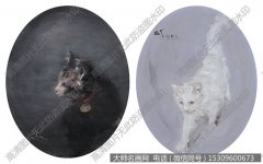 青云戈油画作品《猫系列1，2》欣赏 下载