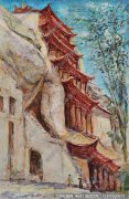 杨凯风景油画《莫高窟九层阁》欣赏 下载