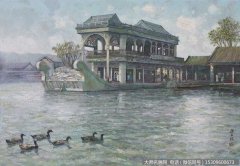 颜文樑风景油画《颐和园·船舫》欣赏