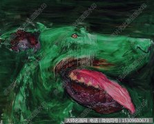 周春芽油画抽象《绿狗》欣赏 下载