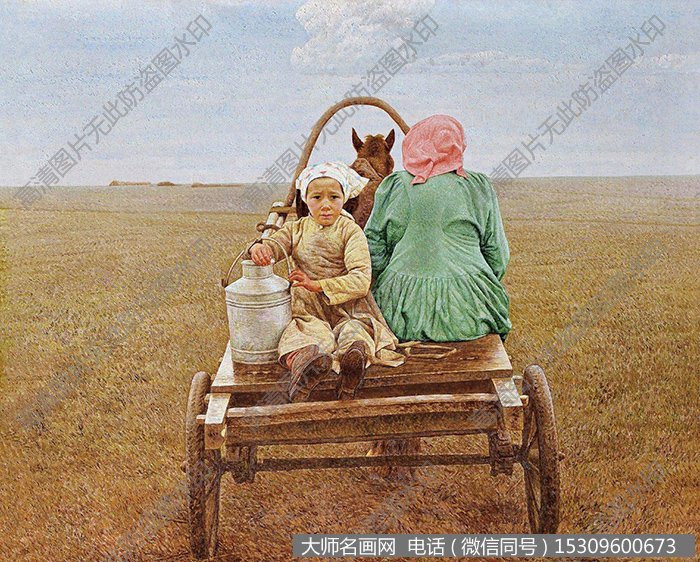 龙力游风景油画《奶车与地平线》欣赏