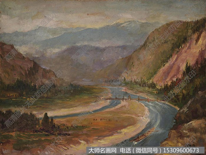 徐悲鸿风景油画《都江堰 》欣赏