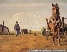 龙力游风景油画《向前行走的男人》欣赏