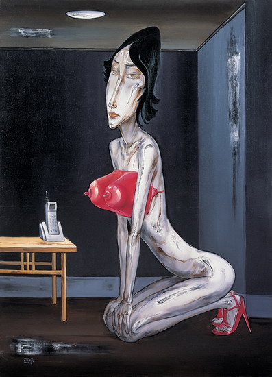 符曦抽象油画《妆扮》欣赏