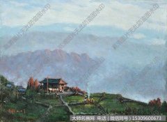 高潮油画风景《苗寨人家》欣赏下载