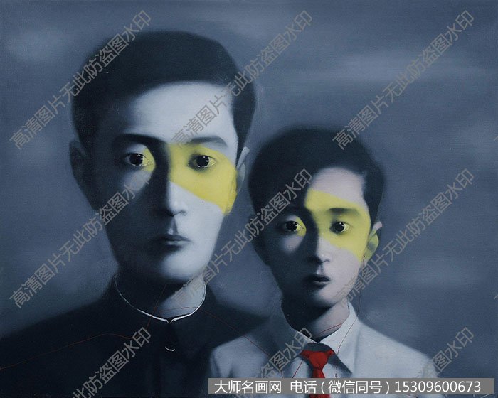 张晓刚油画抽象《父与子2号》欣赏下载