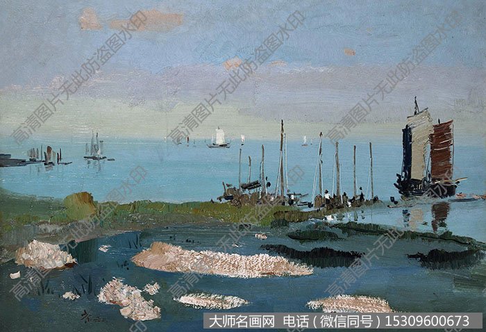 吴冠中油画风景《海边风景》欣赏下载