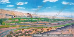 常书鸿油画风景《李承仙敦煌春天》欣赏下载