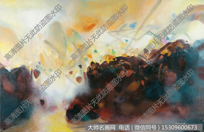 朱德群抽象油画《2005年作珍惜的一刻》欣赏下载