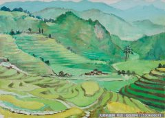 涂克风景油画《元宝山上的梯田》欣赏