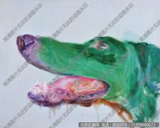 周春芽抽象油画《绿狗》欣赏下载