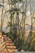 萧淑芳风景油画《竹林》欣赏下载