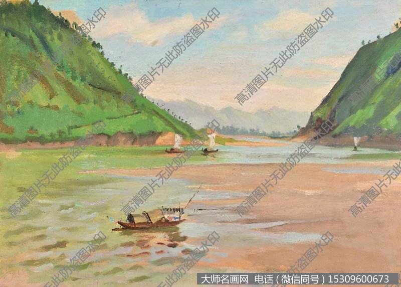 秦宣夫油画风景《春游富春江》欣赏下载