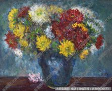 余本花卉油画《瓶花》欣赏下载