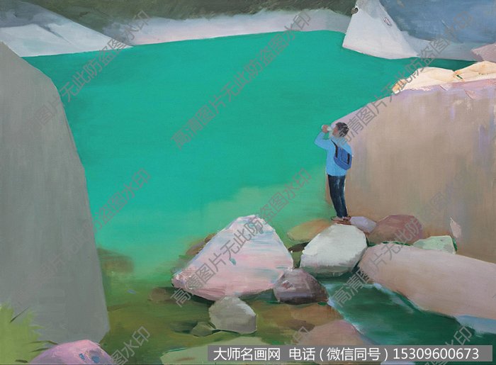 李诗文油画作品《溪山行旅2》欣赏下载