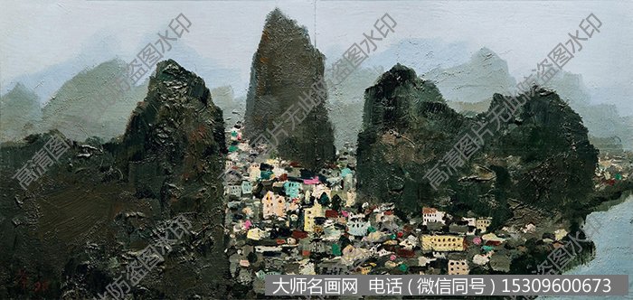 吴冠中抽象油画《桂林》欣赏下载