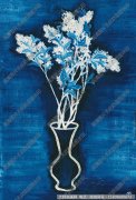 常玉花卉油画《蓝色背景的盆花》欣赏下载