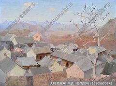 吴冠中风景油画《京郊山村》欣赏下载