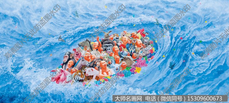 方力钧油画抽象《2010-2011》欣赏下载