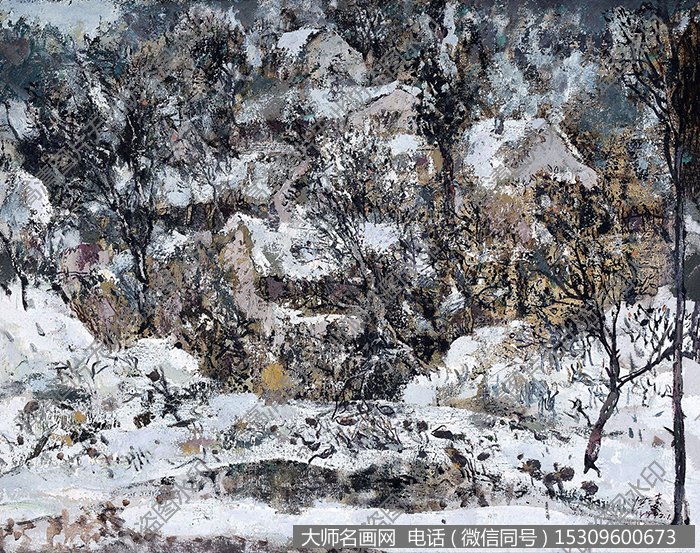 洪凌油画风景《山庄雪景》欣赏下载
