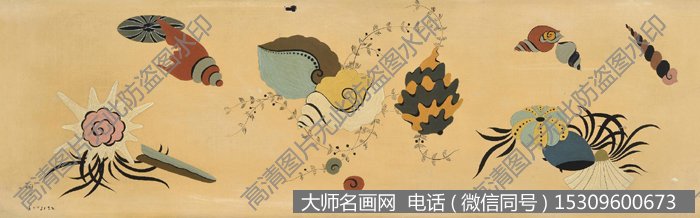 藤田嗣治抽象油画《海之物语》欣赏下载