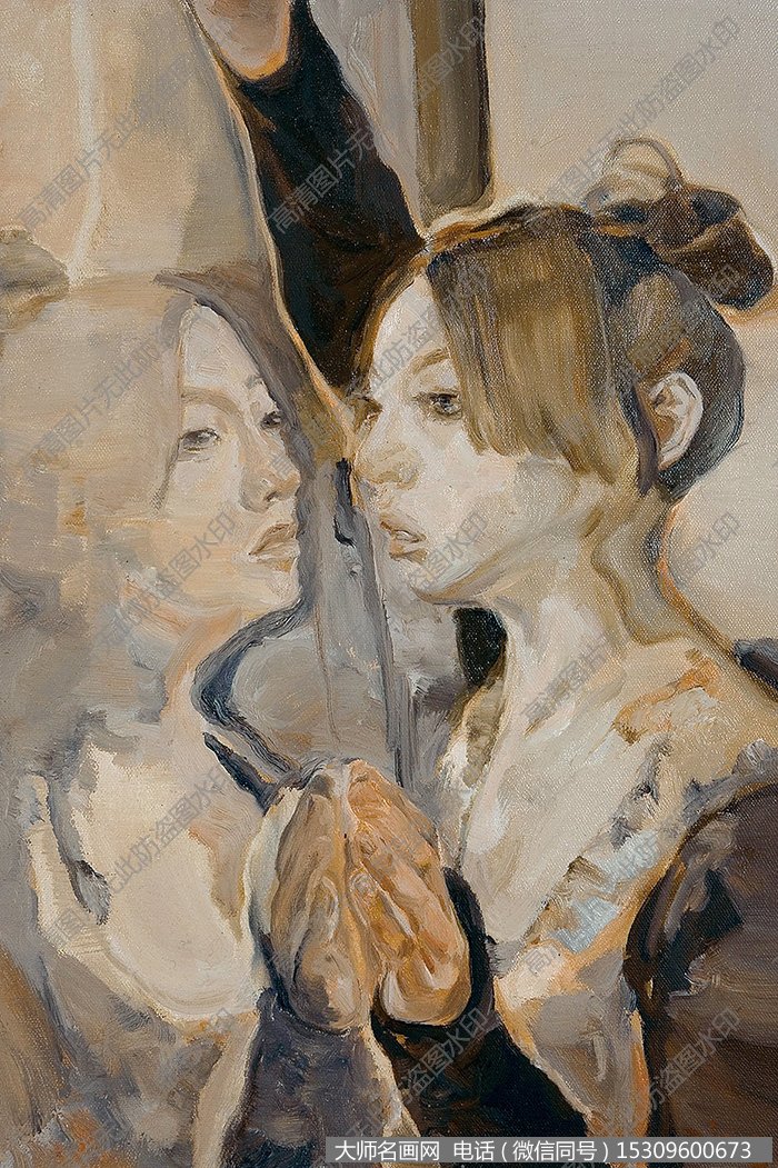 丁澄人物油画《臻妮和镜子》高清大图下载