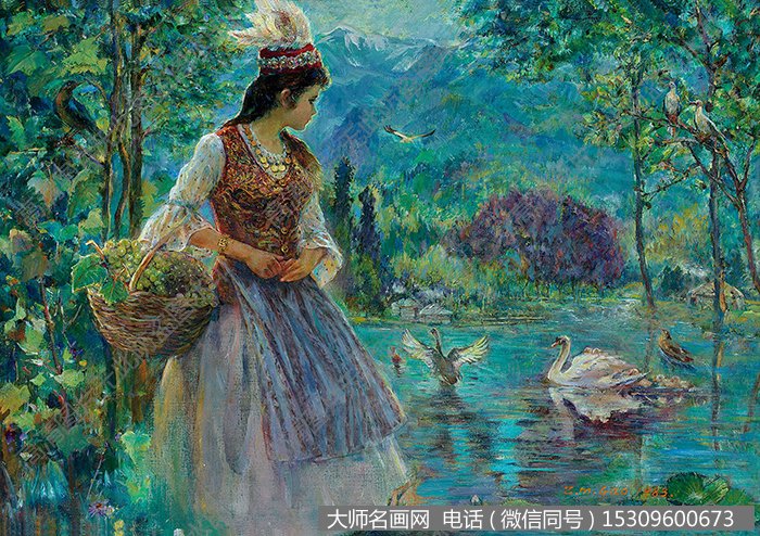 高振美人物油画《葡萄泉》高清大图下载