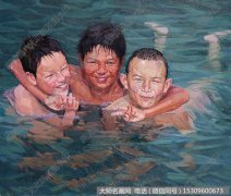 李春山人物油画作品《海边夏日》高清大图下载