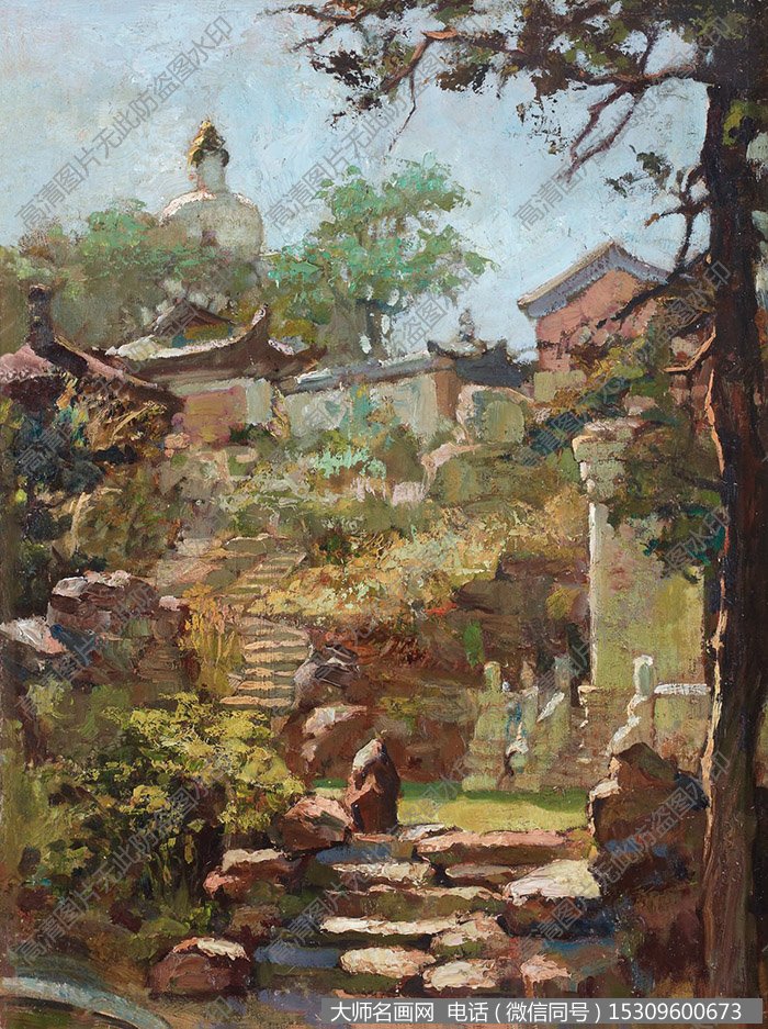 李宗津风景油画作品《北海公园》高清大图下载