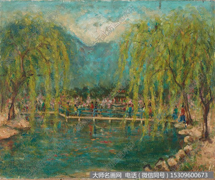 林达川风景油画作品《花港观鱼之二》高清大图下载