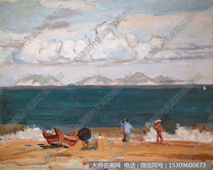 吕斯百风景油画作品《海边假日》高清大图下载