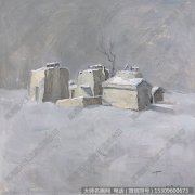 马海龙风景油画作品《烟房1》高清大图下载