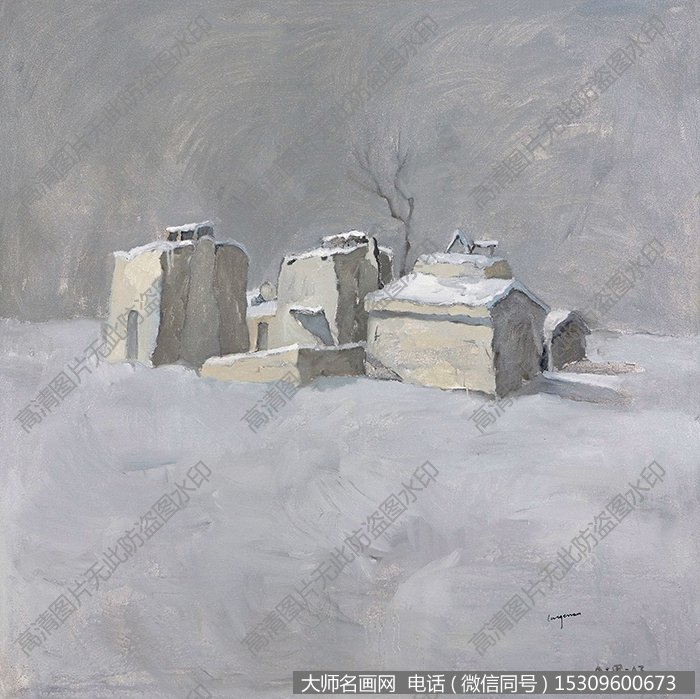 马海龙风景油画作品《烟房1》高清大图下载