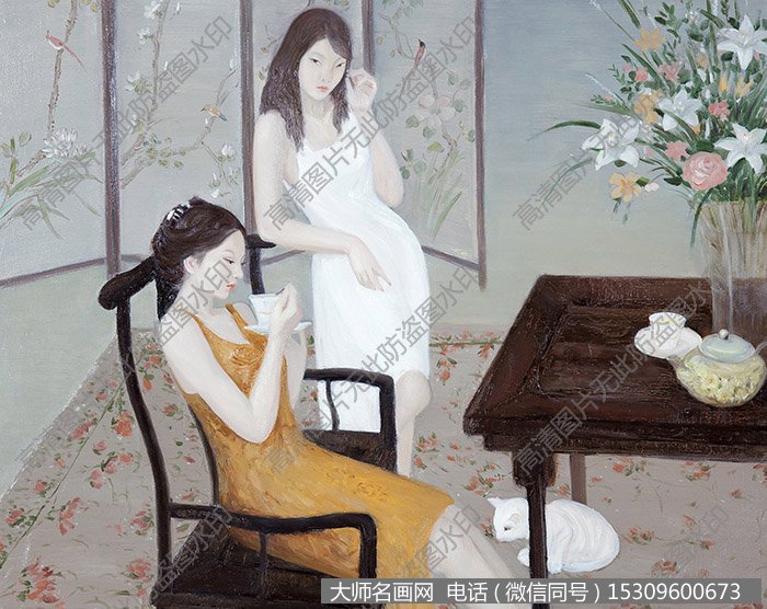 邵珠春人物油画作品《无聊夏日之十一》高清大图下载