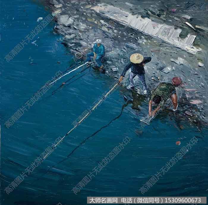 宋晶风景油画作品《钓》高清大图下载