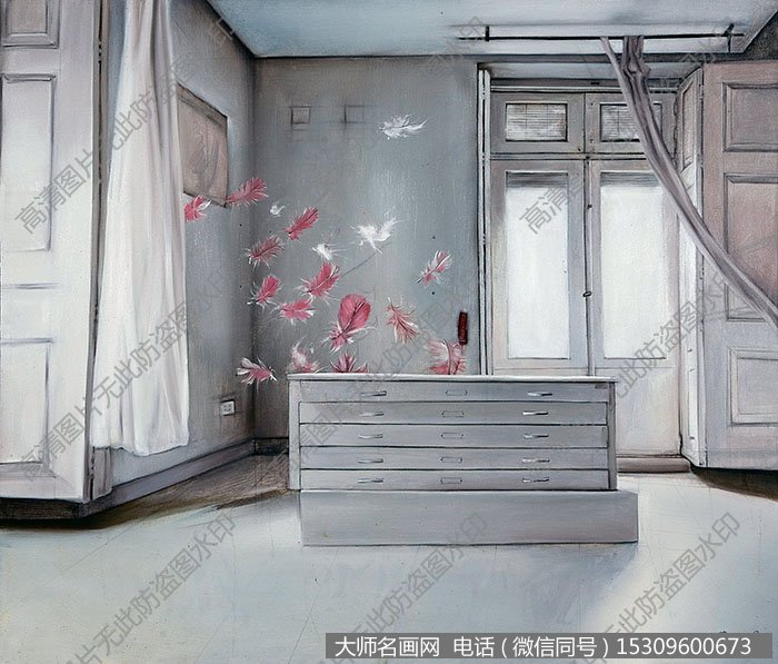 田苗油画作品《窗》高清大图下载