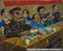 唐志冈人物油画作品《成人开会》高清大图下载