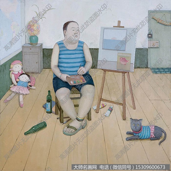 王善勇人物油画作品《人与画》高清大图下载