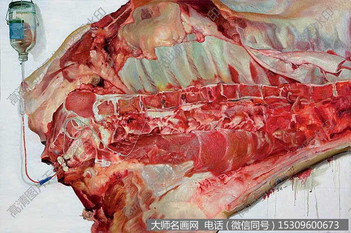 王旺油画作品《猪肉》高清大图下载