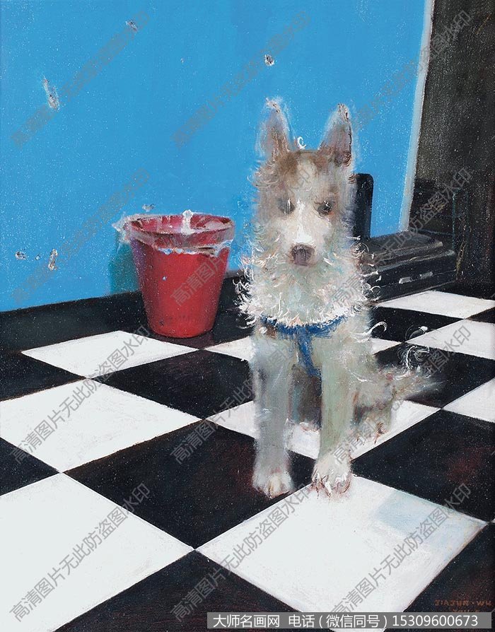 吴家俊油画作品《小花》高清大图下载