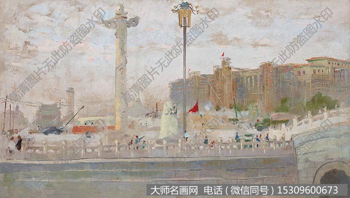 吴冠中风景油画作品《天安门前》高清大图下载