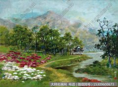 颜文樑风景油画作品《涧谷幽居》高清大图下载