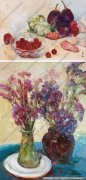 张自正花卉油画作品《蔬果此情相映》高清大图下载
