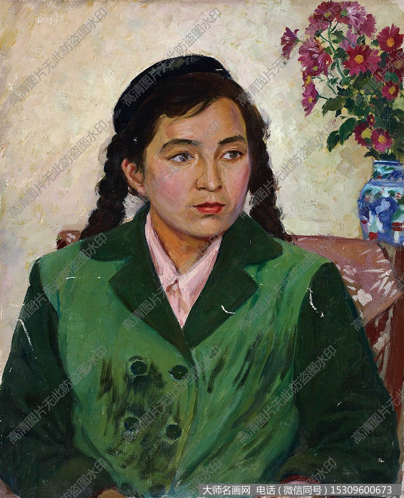 张安治人物油画作品《女青年像》高清大图下载